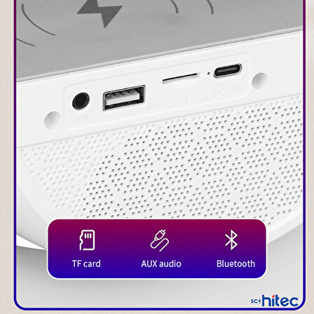 Global G Bluetooth Hoparlörlü Kablosuz Şarj Özellikli Masa ve Gece Lambası WNE1073