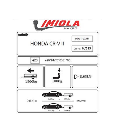 Hakpol - Honda CRV 2002-2006 Çeki Demiri