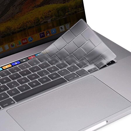Apple Macbook Pro 13 inc 2020 M1 A2338 ile Uyumlu Türkçe Q Klavye Slim Şeffaf Klavye Koruyucu Kılıf
