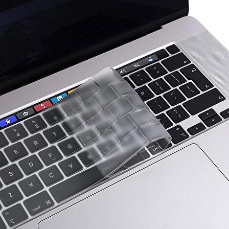 Apple Macbook Pro 13 inc 2020 M1 A2338 ile Uyumlu Türkçe Q Klavye Slim Şeffaf Klavye Koruyucu Kılıf