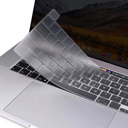 Macbook Pro 2020 13 inch A2289-A2251 ile Uyumlu Türkçe Q Klavye Slim Şeffaf Klavye Koruyucu Kılıf