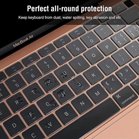 Apple Macbook Air 2020 13 inch M1 A2337 ile Uyumlu Türkçe Q Klavye Slim Şeffaf Klavye Koruyucu Kılıf