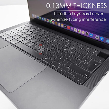 NovStrap Apple Macbook Pro 2021 14 inç M1 A2442 Uyumlu Türkçe Q Klavye Şeffaf Klavye Koruyucu Kılıf