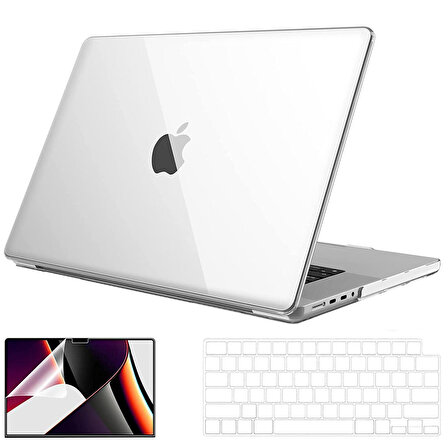 NovStrap Apple MacBook Pro 2021 M1 16.2 inc A2485 Uyumlu Parlak Alt Üst Kılıf + Klavye Kılıfı + Film