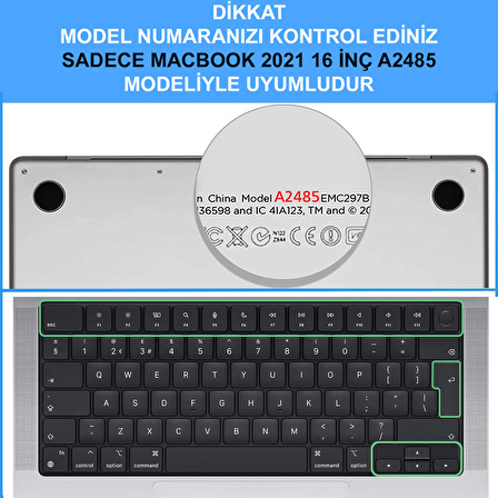 NovStrap Apple MacBook Pro 2021 M1 16.2 inc A2485 Uyumlu Parlak Alt Üst Kılıf + Klavye Kılıfı + Film