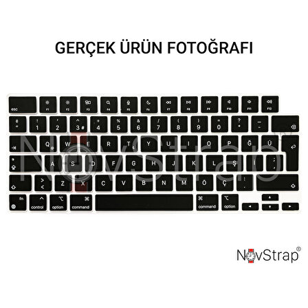 NovStrap Apple Macbook Pro 2021 16 inç M1 A2485 Uyumlu Türkçe Q Klavye Siyah Klavye Koruyucu Kılıf