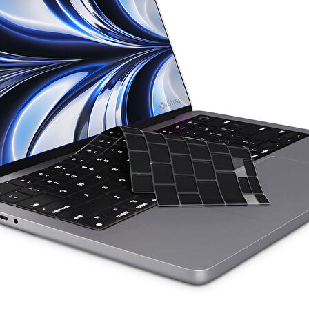 NovStrap Apple Macbook Air 2022 13.6 inç M2 A2681 Uyumlu Türkçe Q Klavye Siyah Klavye Koruyucu Kılıf