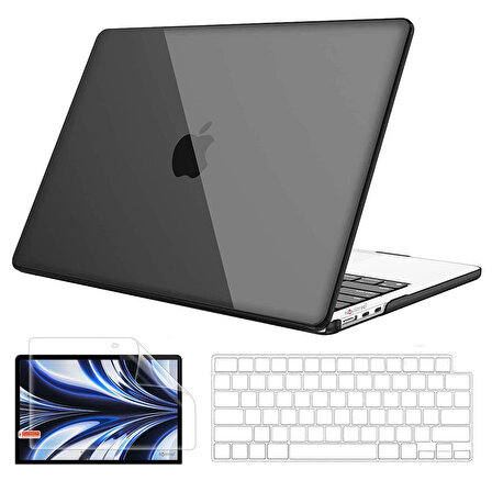 NovStrap Apple MacBook Air 13.6 inç 2022 M2 Çip A2681 Uyumlu Kılıf Parlak-Şeffaf Klavye Kılıfı-Film