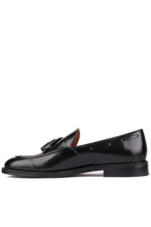 Shoetyle - Siyah Açma Deri Püsküllü Erkek Klasik Ayakkabı 250-7951
