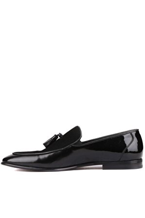 Shoetyle - Siyah Rugan Deri Püsküllü Erkek Klasik Ayakkabı 250-7610