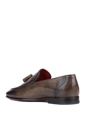 Shoetyle - Haki Deri Püsküllü Erkek Klasik Ayakkabı 250-7610