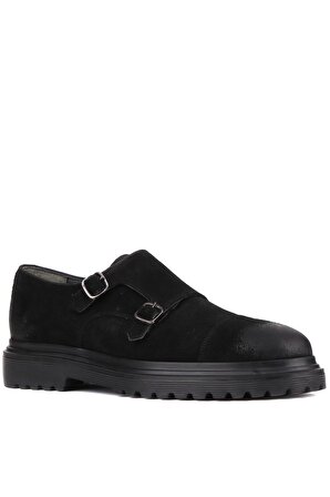 Shoetyle - Siyah Süet Tokalı Erkek Klasik Ayakkabı 250-2379