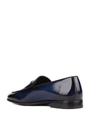 Shoetyle - Lacivert Rugan Deri Tokalı Erkek Klasik Ayakkabı 250-2300