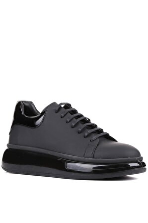 Shoetyle - Siyah Deri Bağcıklı Erkek Sneaker 250-1012