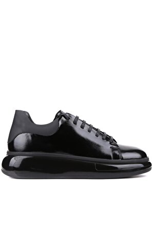 Shoetyle - Siyah Rugan Deri Bağcıklı Erkek Sneaker 250-1012