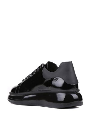 Shoetyle - Siyah Rugan Deri Bağcıklı Erkek Sneaker 250-1012