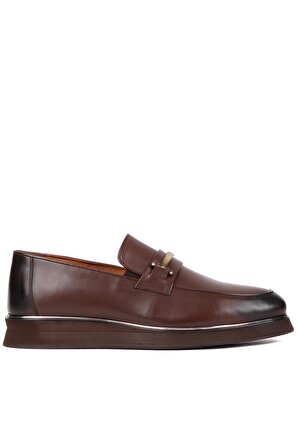 Shoetyle - Kahverengi Deri Bağcıksız Erkek Günlük Ayakkabı 250-3017