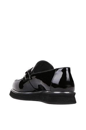 Shoetyle - Siyah Rugan Deri Bağcıksız Erkek Günlük Ayakkabı 250-3017