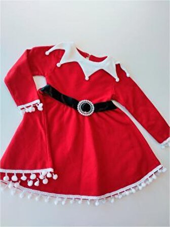 Yılbaşı Noel Yaka Detaylı Elbise