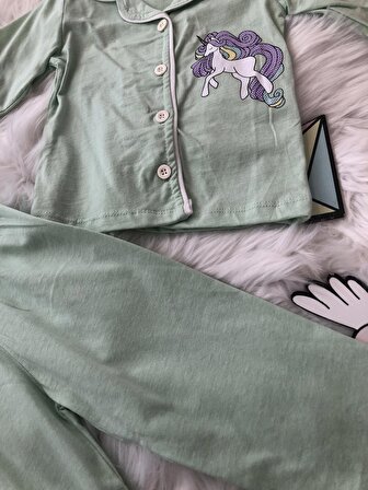 Uzun Kollu Düğme Kapam Pijama Takım 1112