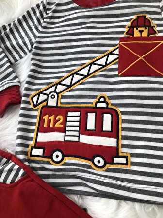 İtfaiye Nakışlı Erkek Çocuk Pijama Takımı 363