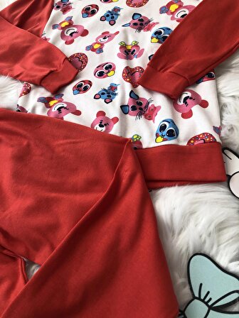 Karışık Baskılı Kız Çocuk Uzun Kol Pijama Takımı 029