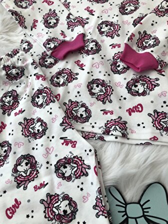 Karışık Desenli Kız Çocuk Uzun Kol Pijama Takımı 502