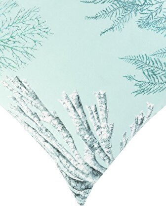 Yeşil Mercan Desenli 50x50 Dikdörtgen Kırlent Kılıfı