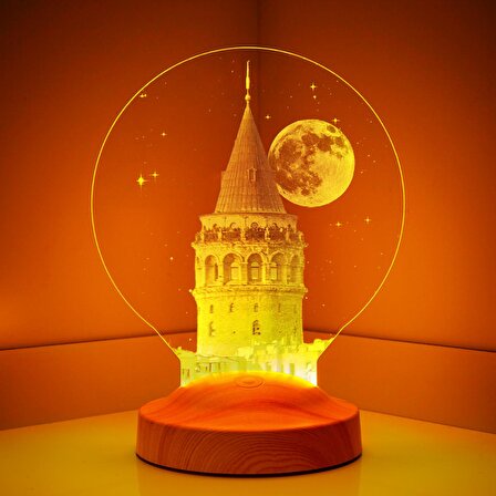 Sevgilambası 3 Boyutlu 3D Galata Kulesi Led Lamba