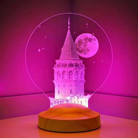 Sevgilambası 3 Boyutlu 3D Galata Kulesi Led Lamba
