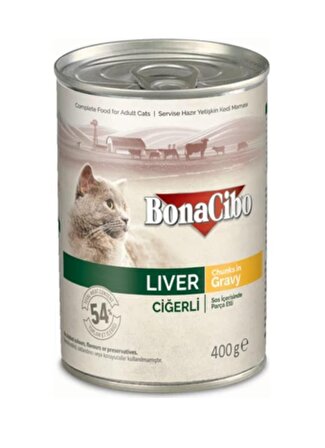 Bonacibo Soslu Ciğerli Yaş Yetişkin Konserve Kedi Maması 400 Gr.