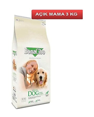BonaCibo Adult Dog Lamb Rice Kuzu Etli Köpek Maması 3 KG