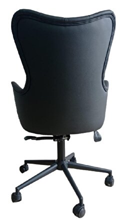 Makam Sandalyesi Kapitone Desenli Siyah Metal Ayaklı Siyah Renk
