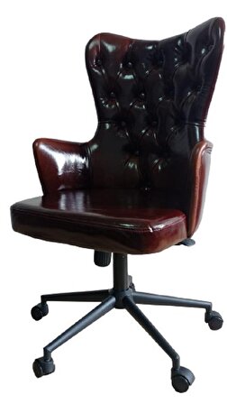Makam Sandalyesi Kapitone desenli Siyah Metal Ayaklı Bordo Renk