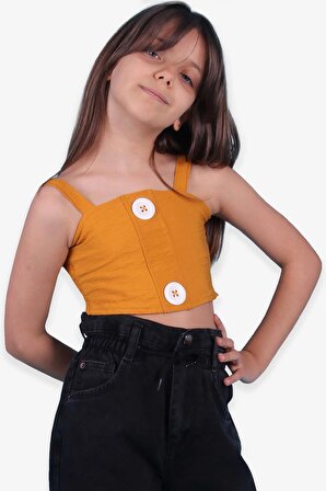 Breeze Kız Çocuk Büstiyer Düğme Aksesuarlı 5-16 Yaş, Hardal Sarı
