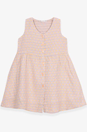 Escabel Kız Çocuk Elbise Önü Düğmeli 5-14 Yaş, Bej