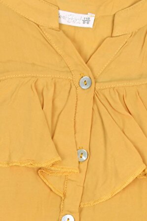 Escabel Kız Çocuk Bluz Fırfırlı 5-16 Yaş, Hardal Sarı