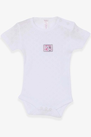 Breeze Kız Bebek Çıtçıtlı Body Jakarlı Arıcık Desenli 9 Ay-3 Yaş, Beyaz