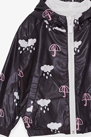 Breeze Kız Çocuk Yağmurluk Şemsiye Desenli 1.5-5 Yaş, Siyah