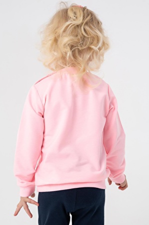 Breeze Kız Çocuk Sweatshirt Ayıcık Aksesuarlı 1.5-5 Yaş, Pudra