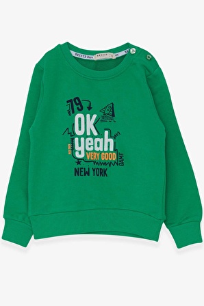 Breeze Erkek Çocuk Sweatshirt Yazı Baskılı 2-6 Yaş, Yeşil