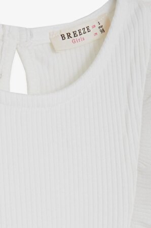 Breeze Kız Bebek Uzun Kollu Elbise Omuzu Fırfırlı Tüllü 9 Ay-3 Yaş, Beyaz