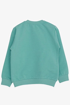 Breeze Kız Bebek Sweatshirt Simli Yazı Baskılı 9 Ay-3 Yaş, Mint Yeşili