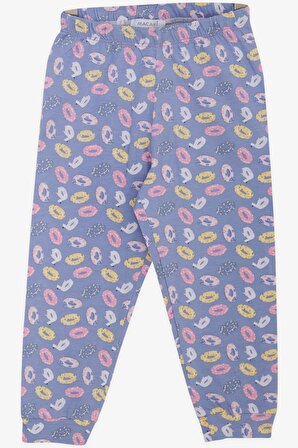 Macawı Kız Çocuk Pijama Takımı Renkli Deniz Simidi Desenli 3-7 Yaş, Lila