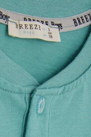 Breeze Erkek Bebek Uzun Kollu Tişört Cepli Düğmeli Armalı 9 Ay-3 Yaş, Mint Yeşili