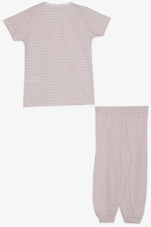 BREEZE Kız Bebek Kısa Kollu Pijama Takımı Desenli 9 Ay-3 Yaş, Pembe