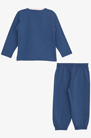BREEZE Kız Bebek Pijama Takımı Puantiye Desenli 9 Ay-3 Yaş, Lacivert