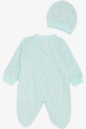 Breeze Kız Bebek Patikli Tulum Renkli Desenli 0-3 Ay-6 Ay, Su Yeşili