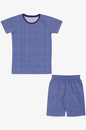 Breeze Erkek Çocuk Şortlu Pijama Takımı Desenli 4-8 Yaş, Koyu Mavi