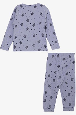 BREEZE Kız Çocuk Pijama Takımı Yıldız Desenli 1.5-5 Yaş, Lila